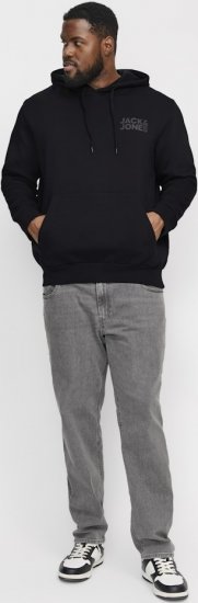 Jack & Jones CORP LOGO Small Print Hoodie Black - Pulovere & hanorace - Pulovere & Hanorace Bărbați Mărimi Mari
