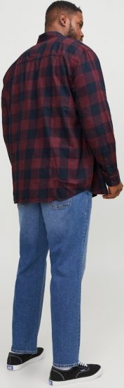 Jack & Jones Gingham L/S Shirt Dark Red - Cămăși - Cămăși Bărbați Mărimi Mari