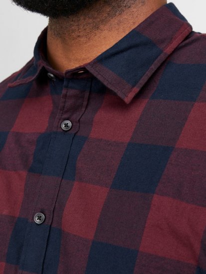Jack & Jones Gingham L/S Shirt Dark Red - Cămăși - Cămăși Bărbați Mărimi Mari