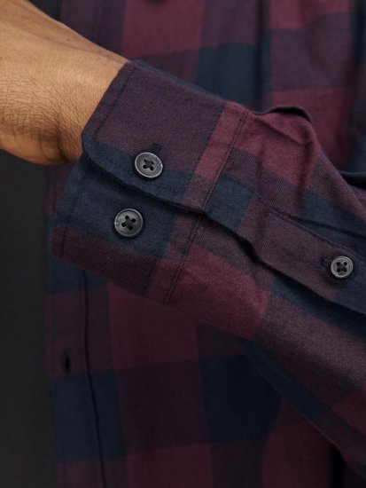 Jack & Jones Gingham L/S Shirt Dark Red - Cămăși - Cămăși Bărbați Mărimi Mari