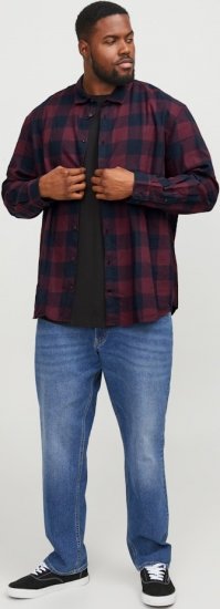 Jack & Jones Gingham L/S Shirt Dark Red - Cămăși - Cămăși Bărbați Mărimi Mari