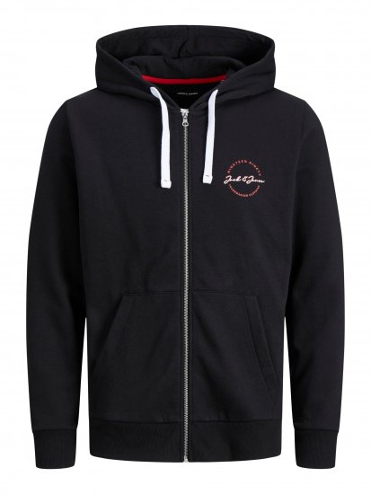 Jack & Jones JJSTAMP ZIP Hoodie Black - Pulovere & hanorace - Pulovere & Hanorace Bărbați Mărimi Mari