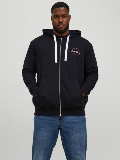 Jack & Jones JJSTAMP ZIP Hoodie Black - Pulovere & hanorace - Pulovere & Hanorace Bărbați Mărimi Mari
