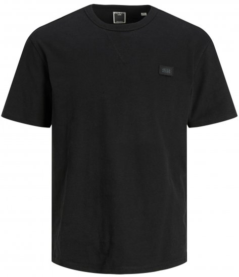 Jack & Jones JCOCLASSIC WAFFLE BADGE TEE Black - Tricouri - Tricouri Bărbați Mărimi Mari