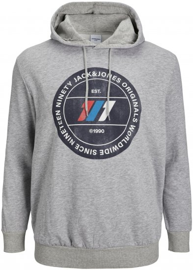 Jack & Jones JORNATE SWEAT Hoodie Grey - Pulovere & hanorace - Pulovere & Hanorace Bărbați Mărimi Mari