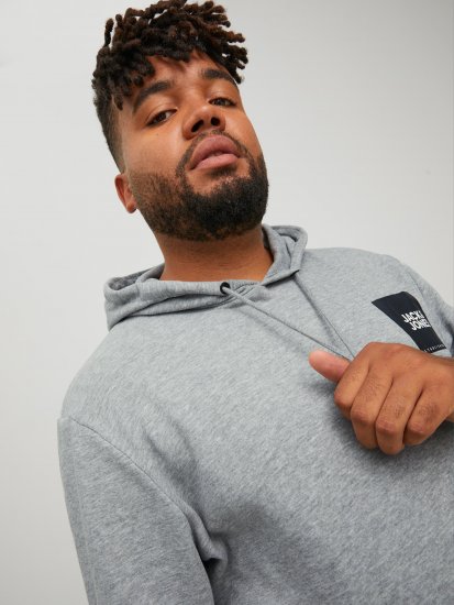 Jack & Jones JJLOCK SWEAT HOOD Grey - Pulovere & hanorace - Pulovere & Hanorace Bărbați Mărimi Mari