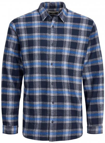 Jack & Jones JCOBERG SHIRT Blue - Cămăși - Cămăși Bărbați Mărimi Mari