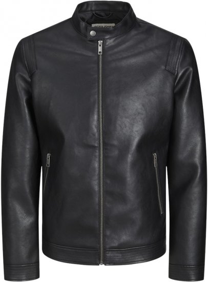 Jack & Jones Rocky Urban Rider Leather Jacket Black - Geci - Geci Bărbați Mărimi Mari