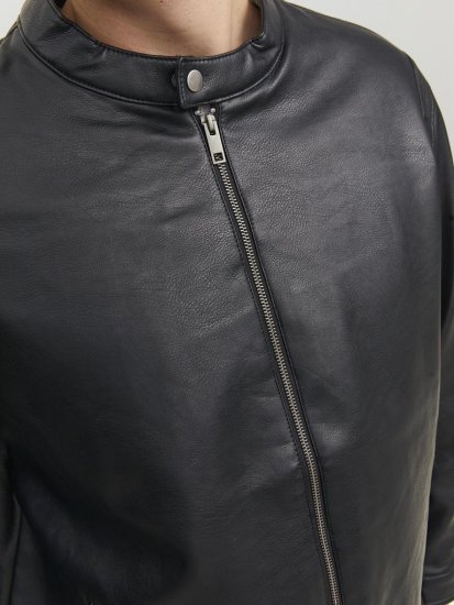 Jack & Jones Rocky Urban Rider Leather Jacket Black - Geci - Geci Bărbați Mărimi Mari