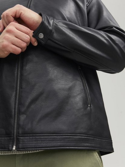 Jack & Jones Rocky Urban Rider Leather Jacket Black - Geci - Geci Bărbați Mărimi Mari