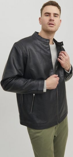 Jack & Jones Rocky Urban Rider Leather Jacket Black - Geci - Geci Bărbați Mărimi Mari
