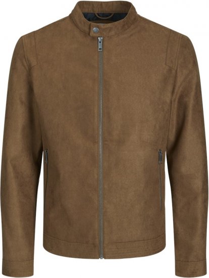 Jack & Jones Rocky Urban Rider Leather Jacket Brown - Geci - Geci Bărbați Mărimi Mari