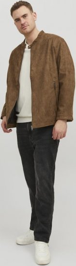Jack & Jones Rocky Urban Rider Leather Jacket Brown - Geci - Geci Bărbați Mărimi Mari