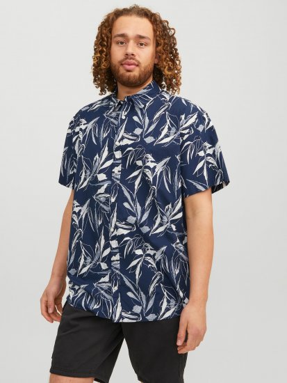 Jack & Jones JORCRAYON AOP Shirt Navy - Cămăși - Cămăși Bărbați Mărimi Mari