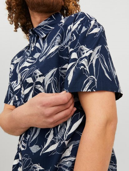Jack & Jones JORCRAYON AOP Shirt Navy - Cămăși - Cămăși Bărbați Mărimi Mari