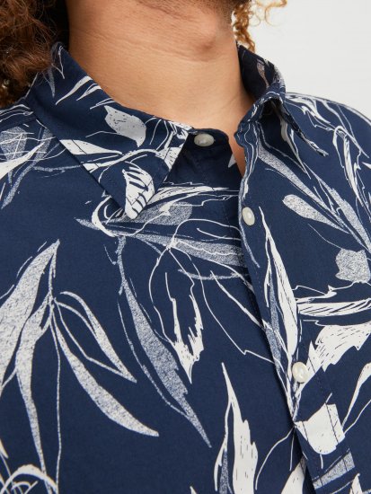 Jack & Jones JORCRAYON AOP Shirt Navy - Cămăși - Cămăși Bărbați Mărimi Mari