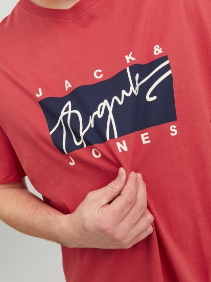 Jack & Jones JORJOSHUA T-shirt Red - Tricouri - Tricouri Bărbați Mărimi Mari