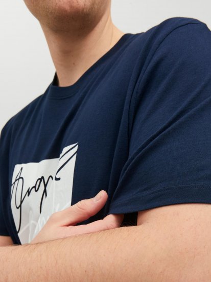 Jack & Jones JORJOSHUA T-shirt Navy - Tricouri - Tricouri Bărbați Mărimi Mari