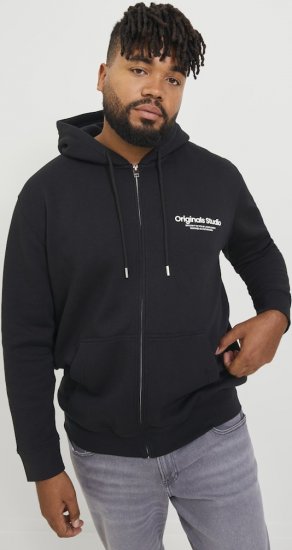 Jack & Jones ESTERBRO Zip Hoodie Black - Pulovere & hanorace - Pulovere & Hanorace Bărbați Mărimi Mari