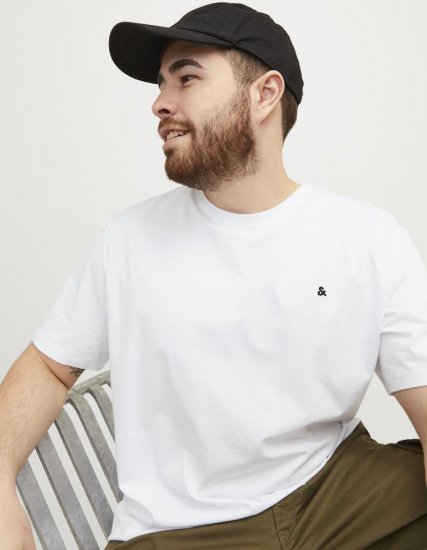 Jack & Jones PAULOS T-Shirt White - Tricouri - Tricouri Bărbați Mărimi Mari
