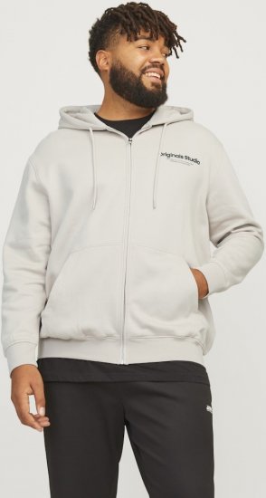 Jack & Jones ESTERBRO Zip Hoodie Light Grey - Pulovere & hanorace - Pulovere & Hanorace Bărbați Mărimi Mari