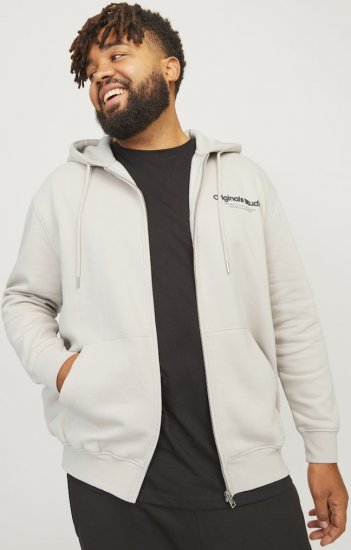 Jack & Jones ESTERBRO Zip Hoodie Light Grey - Pulovere & hanorace - Pulovere & Hanorace Bărbați Mărimi Mari