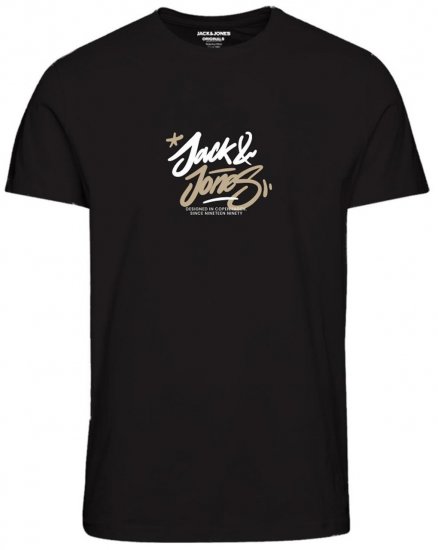 Jack & Jones JORSEQUOIA T-Shirt Black - Tricouri - Tricouri Bărbați Mărimi Mari