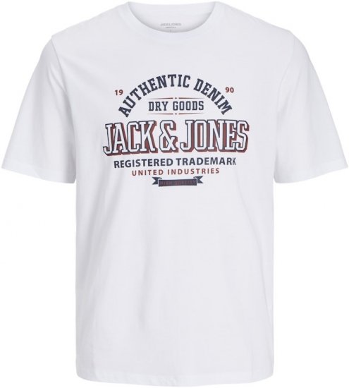 Jack & Jones JJELOGO O-Neck T-Shirt White - Tricouri - Tricouri Bărbați Mărimi Mari