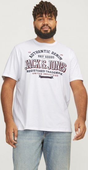 Jack & Jones JJELOGO O-Neck T-Shirt White - Tricouri - Tricouri Bărbați Mărimi Mari