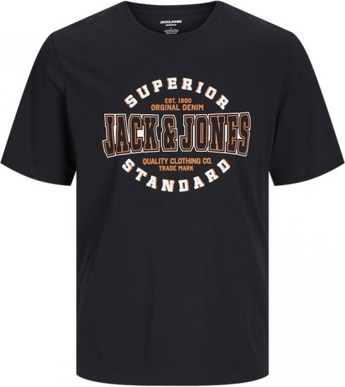 Jack & Jones LOGO O-Neck T-Shirt Black - Tricouri - Tricouri Bărbați Mărimi Mari