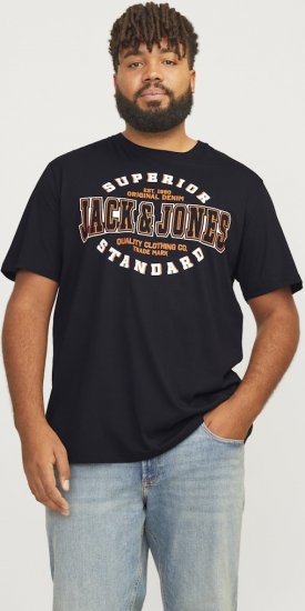 Jack & Jones LOGO O-Neck T-Shirt Black - Tricouri - Tricouri Bărbați Mărimi Mari