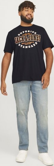 Jack & Jones LOGO O-Neck T-Shirt Black - Tricouri - Tricouri Bărbați Mărimi Mari