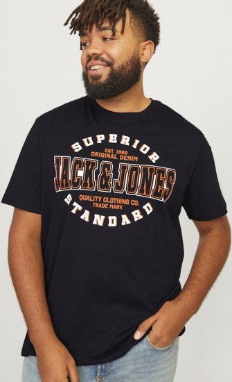 Jack & Jones LOGO O-Neck T-Shirt Black - Tricouri - Tricouri Bărbați Mărimi Mari