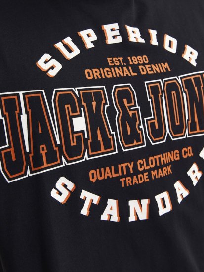 Jack & Jones LOGO O-Neck T-Shirt Black - Tricouri - Tricouri Bărbați Mărimi Mari