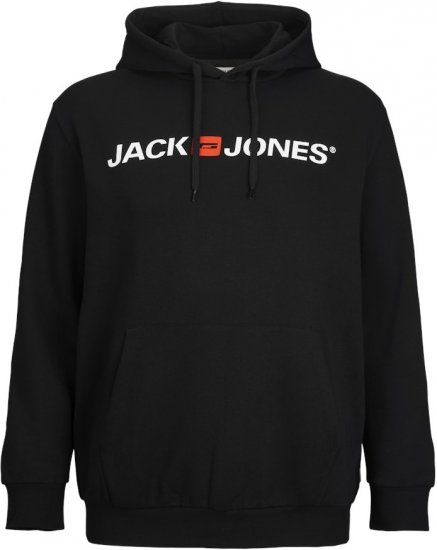 Jack & Jones CORP OLD LOGO REG FIT Hoodie Black - Pulovere & hanorace - Pulovere & Hanorace Bărbați Mărimi Mari