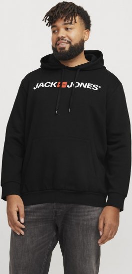 Jack & Jones CORP OLD LOGO REG FIT Hoodie Black - Pulovere & hanorace - Pulovere & Hanorace Bărbați Mărimi Mari