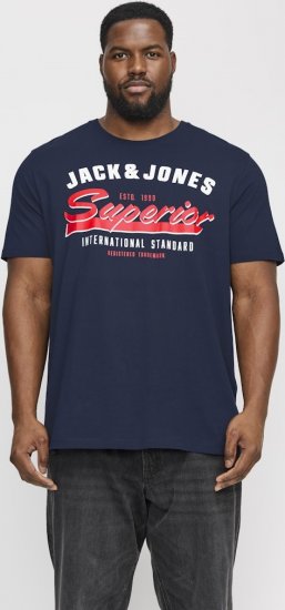 Jack & Jones LOGO O-Neck T-Shirt Dark Blue - Tricouri - Tricouri Bărbați Mărimi Mari