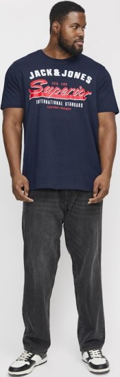 Jack & Jones LOGO O-Neck T-Shirt Dark Blue - Tricouri - Tricouri Bărbați Mărimi Mari