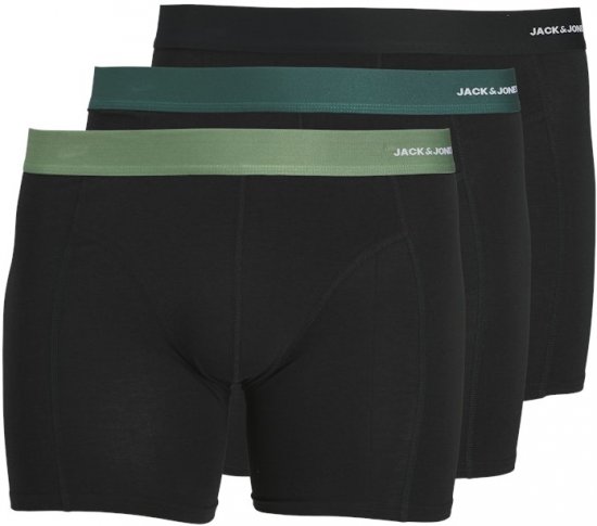 Jack & Jones Nick Bamboo Trunks 3-Pack Green/Black - Lenjerie intimă & costum baie - Lenjerie Intimă Bărbați Mărimi Mari