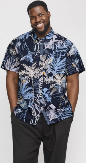 Jack & Jones Hawaii AOP Shirt Blue - Cămăși - Cămăși Bărbați Mărimi Mari