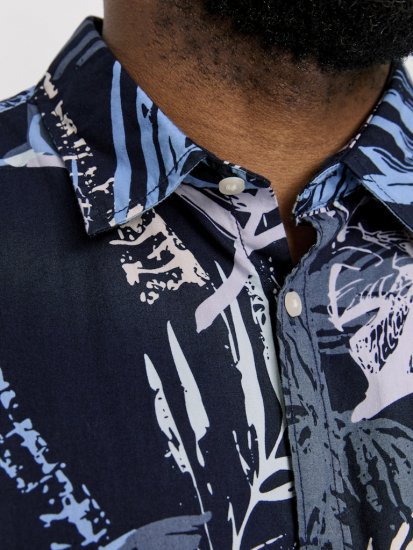 Jack & Jones Hawaii AOP Shirt Blue - Cămăși - Cămăși Bărbați Mărimi Mari