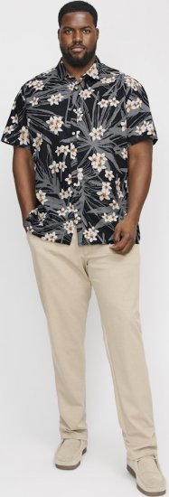 Jack & Jones Hawaii AOP Shirt Black - Cămăși - Cămăși Bărbați Mărimi Mari