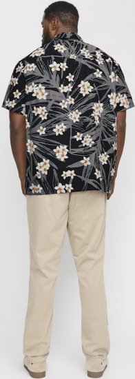 Jack & Jones Hawaii AOP Shirt Black - Cămăși - Cămăși Bărbați Mărimi Mari