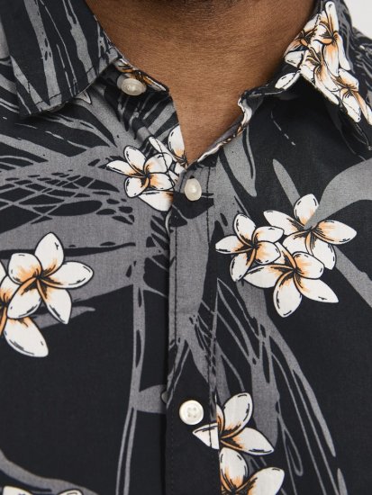 Jack & Jones Hawaii AOP Shirt Black - Cămăși - Cămăși Bărbați Mărimi Mari