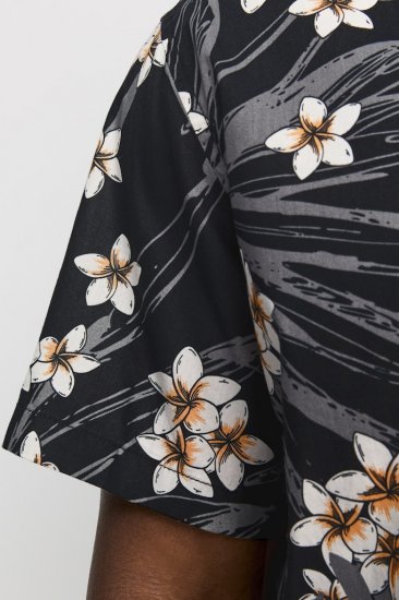 Jack & Jones Hawaii AOP Shirt Black - Cămăși - Cămăși Bărbați Mărimi Mari