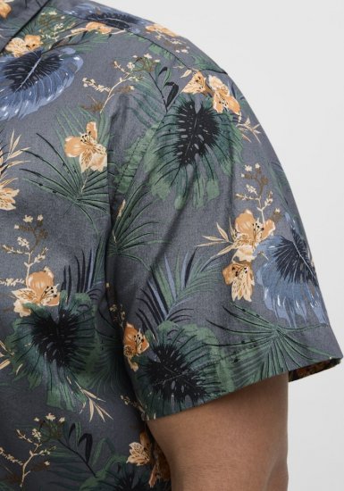 Jack & Jones Hawaii AOP Shirt Grey - Cămăși - Cămăși Bărbați Mărimi Mari
