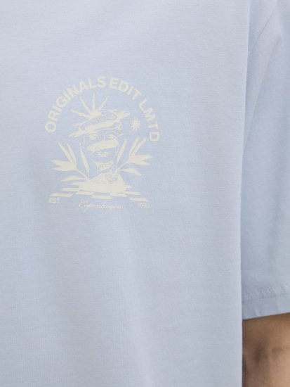 Jack & Jones Bellagio Collage Crew Neck T-Shirt Skyway - Tricouri - Tricouri Bărbați Mărimi Mari