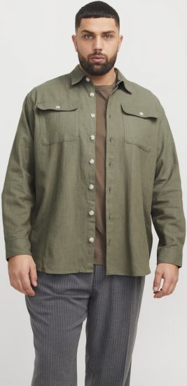 Jack & Jones Raymond Spring Long Sleeve Overshirt Green - Cămăși - Cămăși Bărbați Mărimi Mari