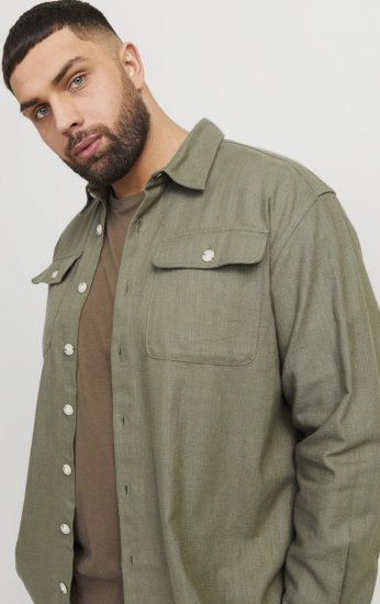 Jack & Jones Raymond Spring Long Sleeve Overshirt Green - Cămăși - Cămăși Bărbați Mărimi Mari