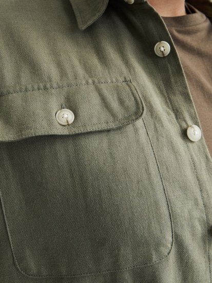 Jack & Jones Raymond Spring Long Sleeve Overshirt Green - Cămăși - Cămăși Bărbați Mărimi Mari